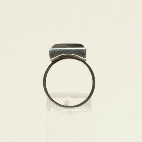 Size 8, Vintage sterling silver handmade ring, 925 silver With Regtangular agate