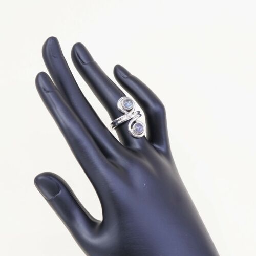Size 6, Vintage Sterling Silver Handmade Ring, Solid 925 Swirl With Moonstone