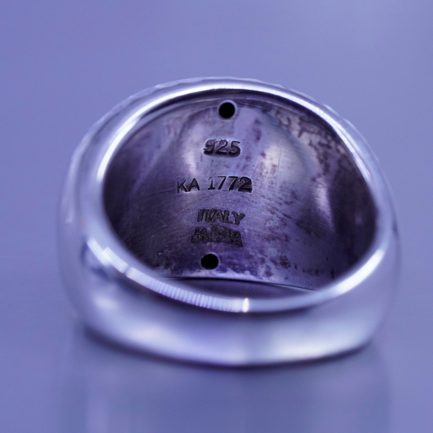 Size 8.25, vintage Italy Sterling 925 silver ring, hammered band