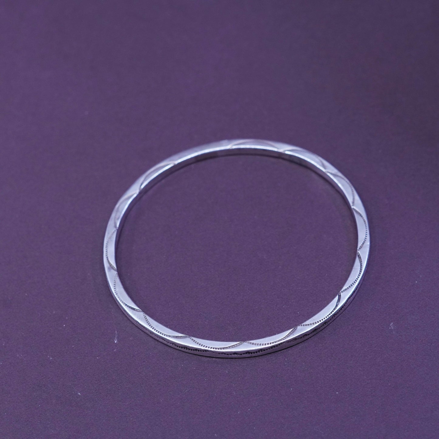 8.5”, Sterling silver handmade bracelet, 925 Native American textured bangle