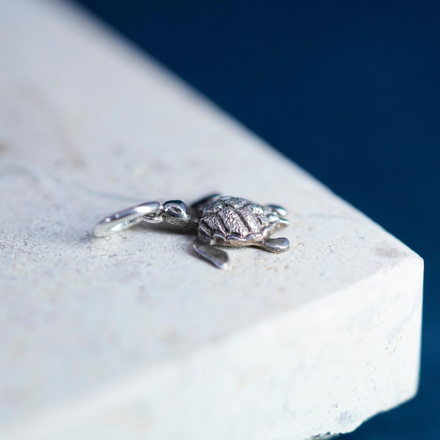 Vintage Sterling silver handmade pendant, 925 turtle charm