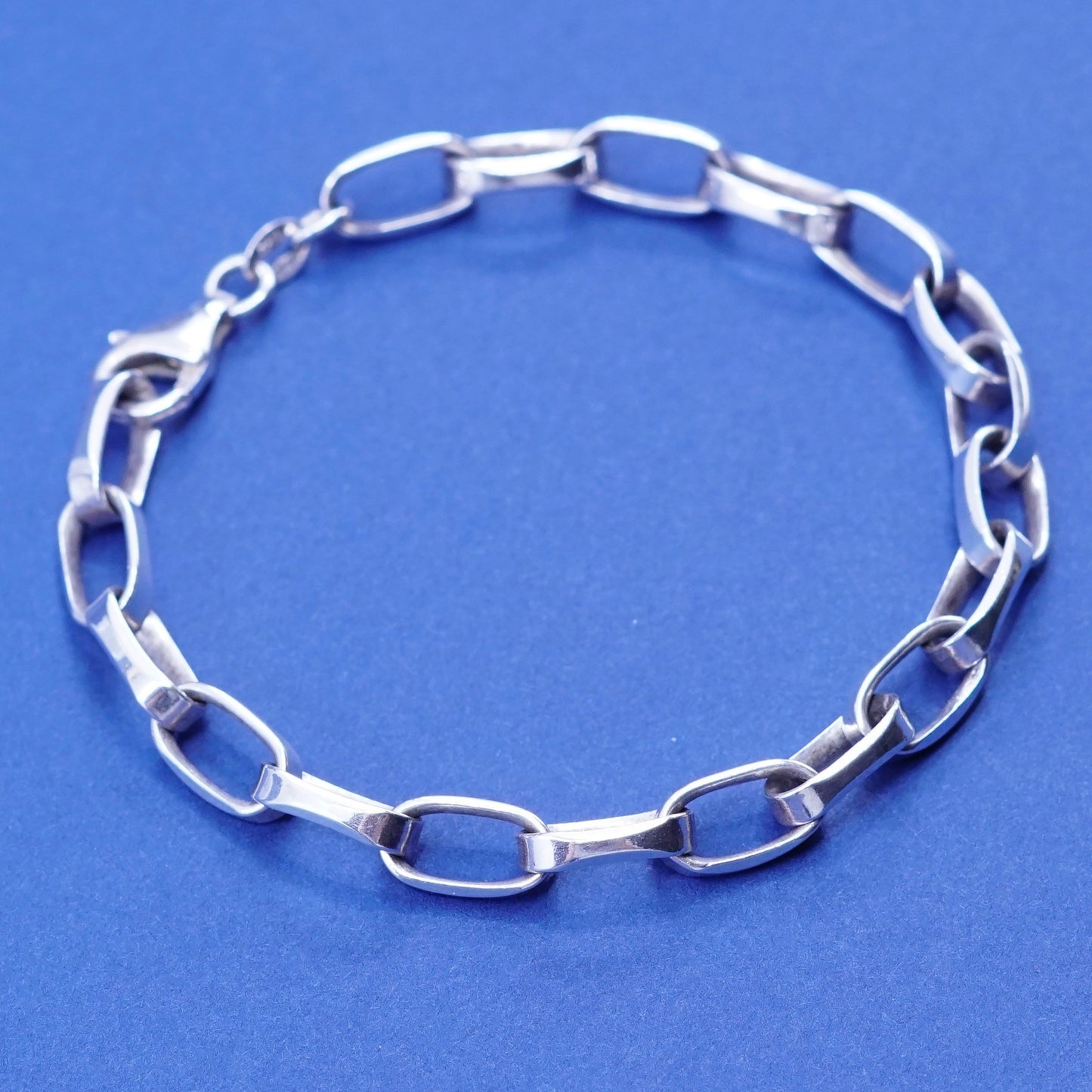 7”, vintage italy Sterling silver handmade bracelet, 925 oval bracelet