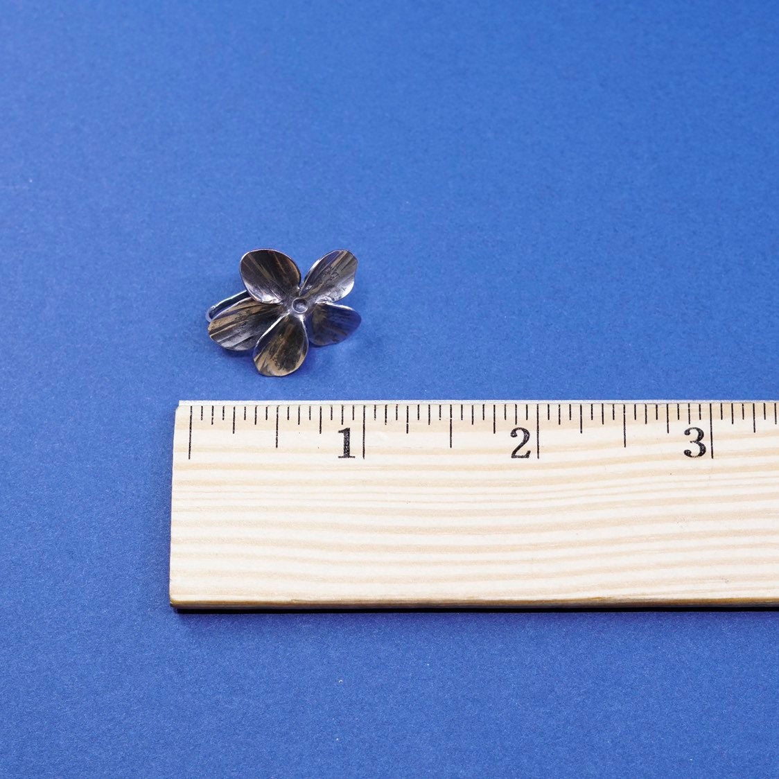 VTG NYE Sterling silver handmade earrings, 925 screw back flower