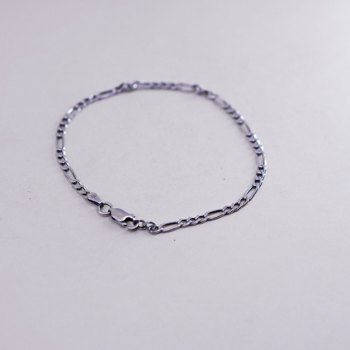 7.5”, 2mm, Vintage sterling 925 silver flatten curb bracelet