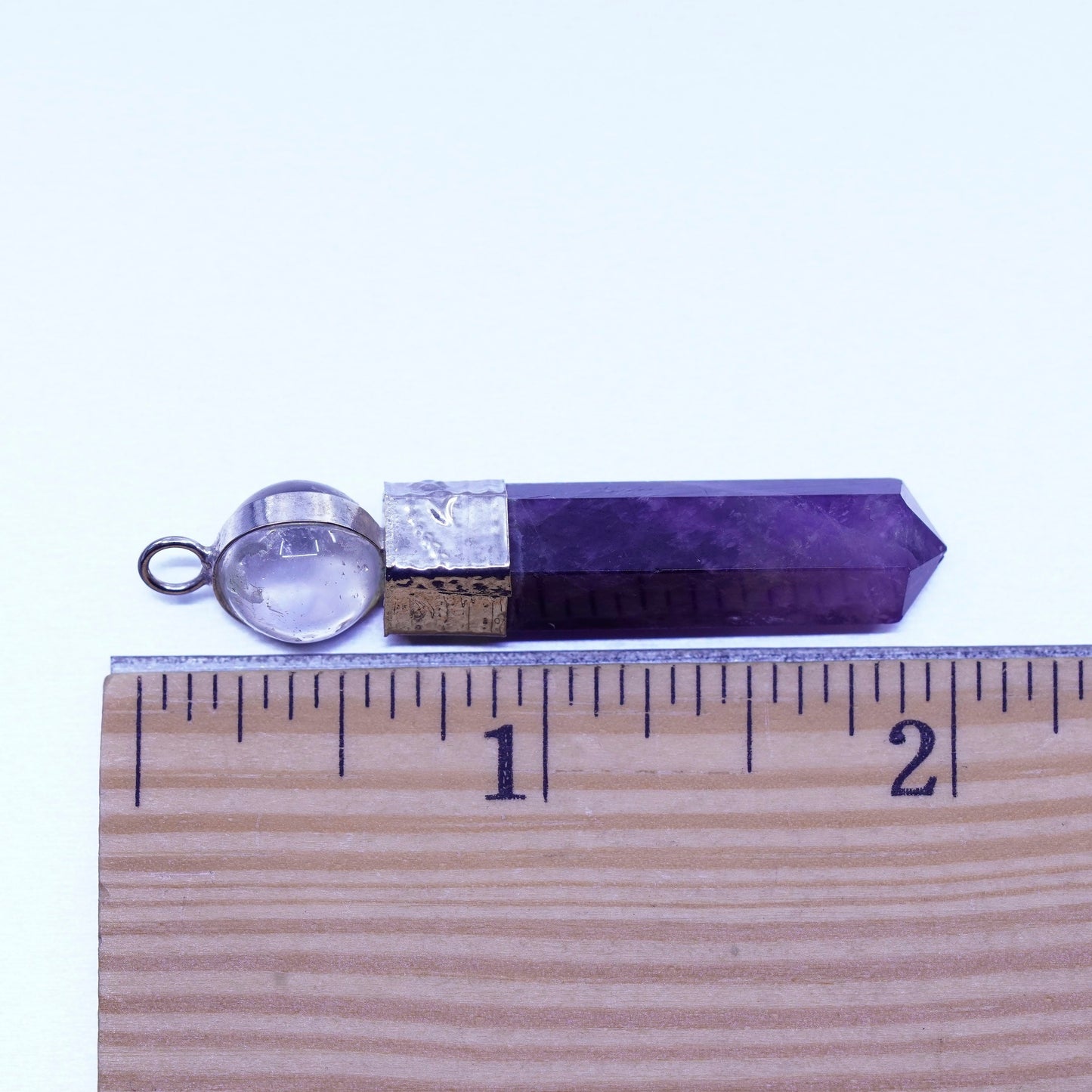 antique sterling 925 silver healing crystal pendant with amethyst