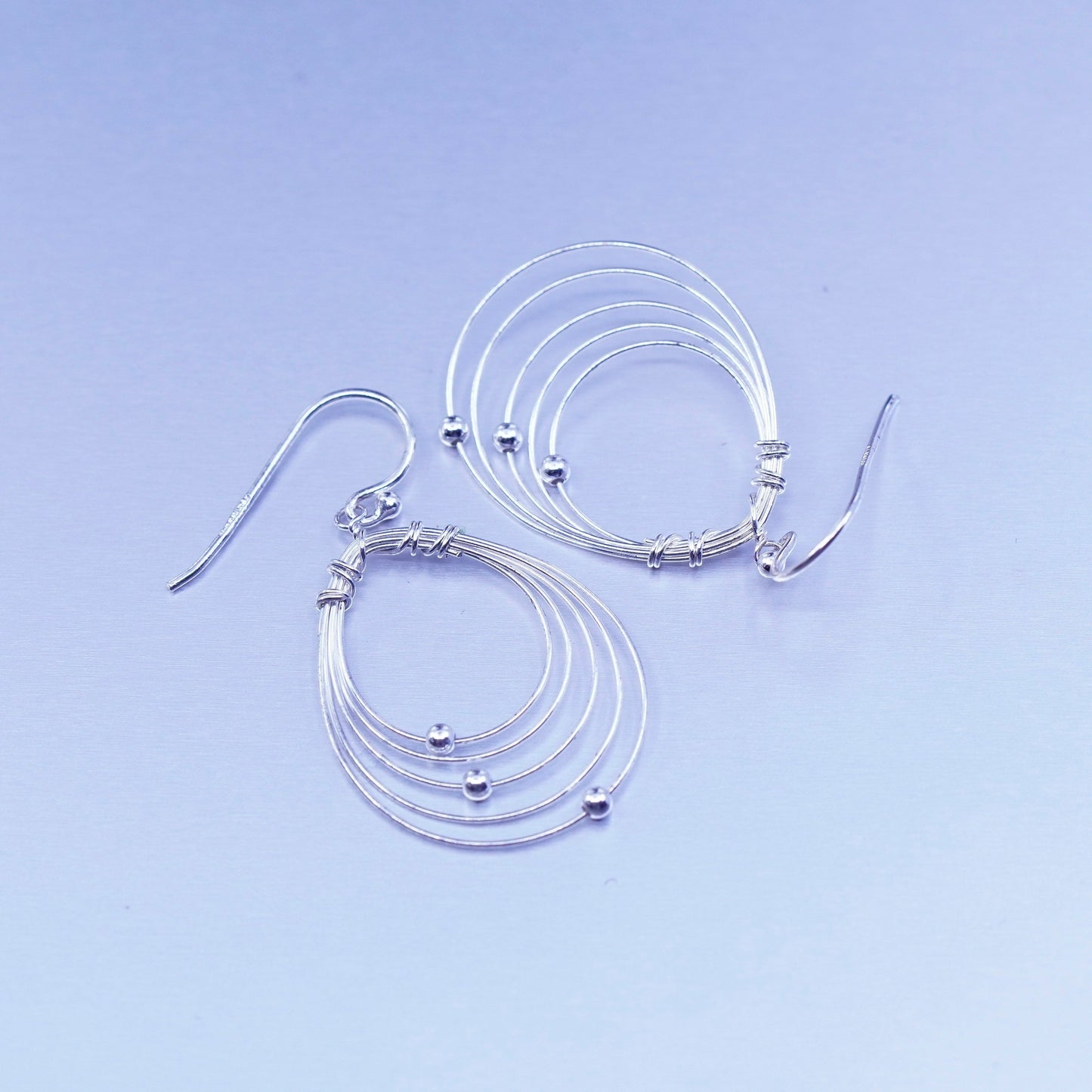 Vintage Italian Sterling 925 silver filigree teardrop earrings with beads