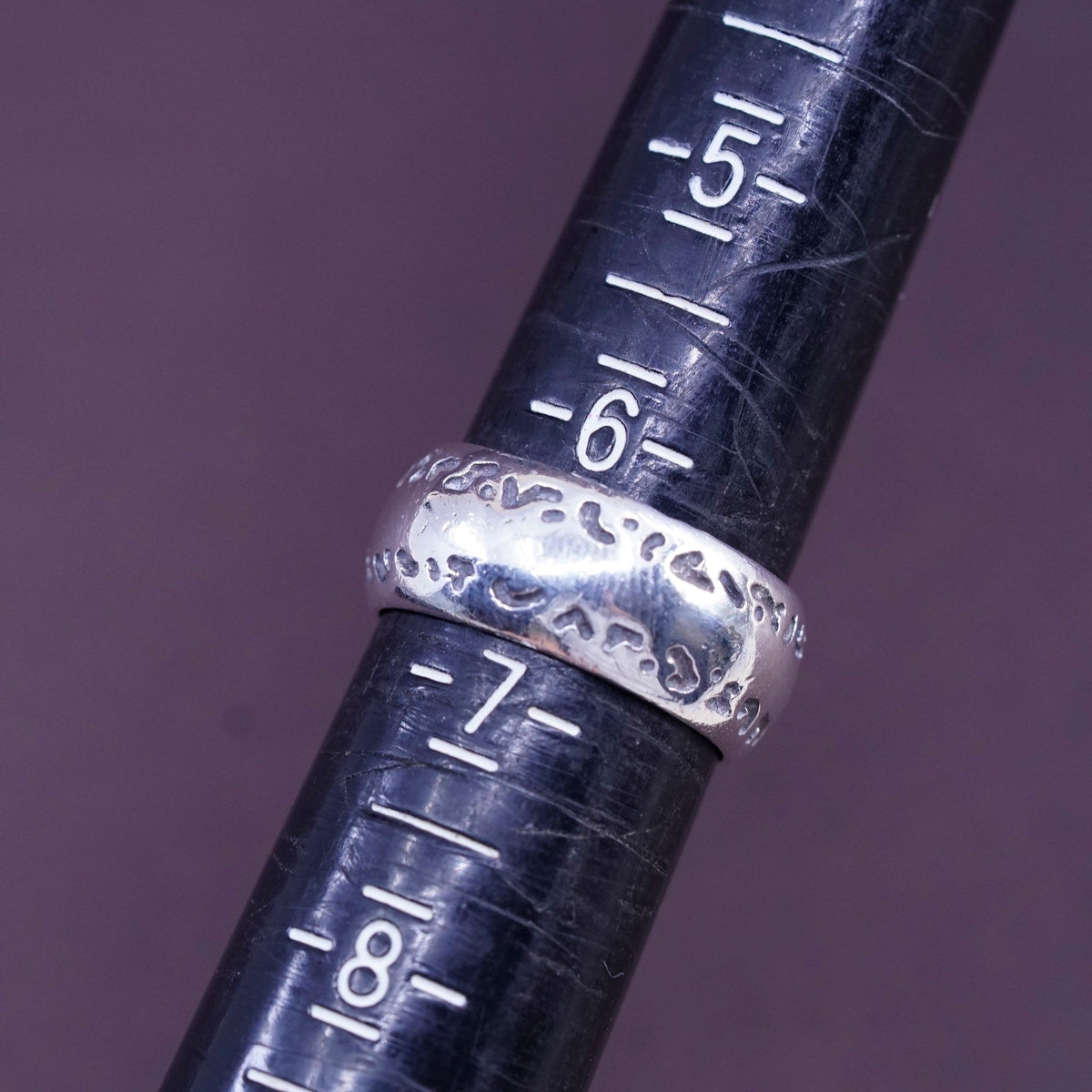 Size 6.5, vintage Sterling 925 silver handmade textured wide band ring