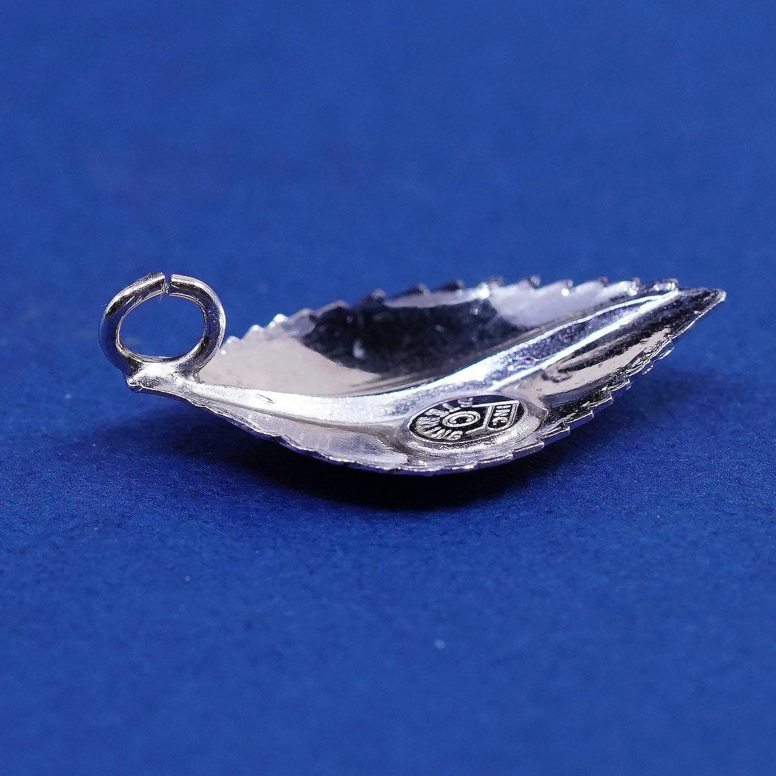 vtg Sterling silver handmade pendant, 925 leaf, stamped sterling