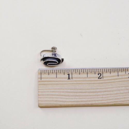 Vtg Sterling 925 Silver Handmade Screw Back Earrings Embossed Swirl