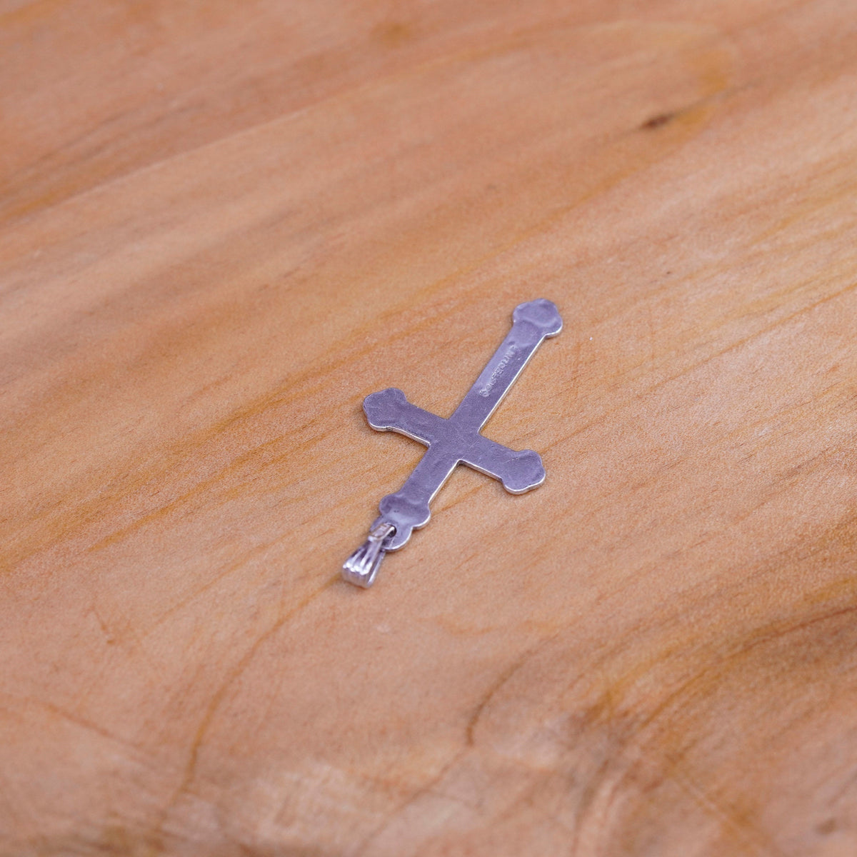 Vintage Sterling silver handmade pendant, 925 textured cross