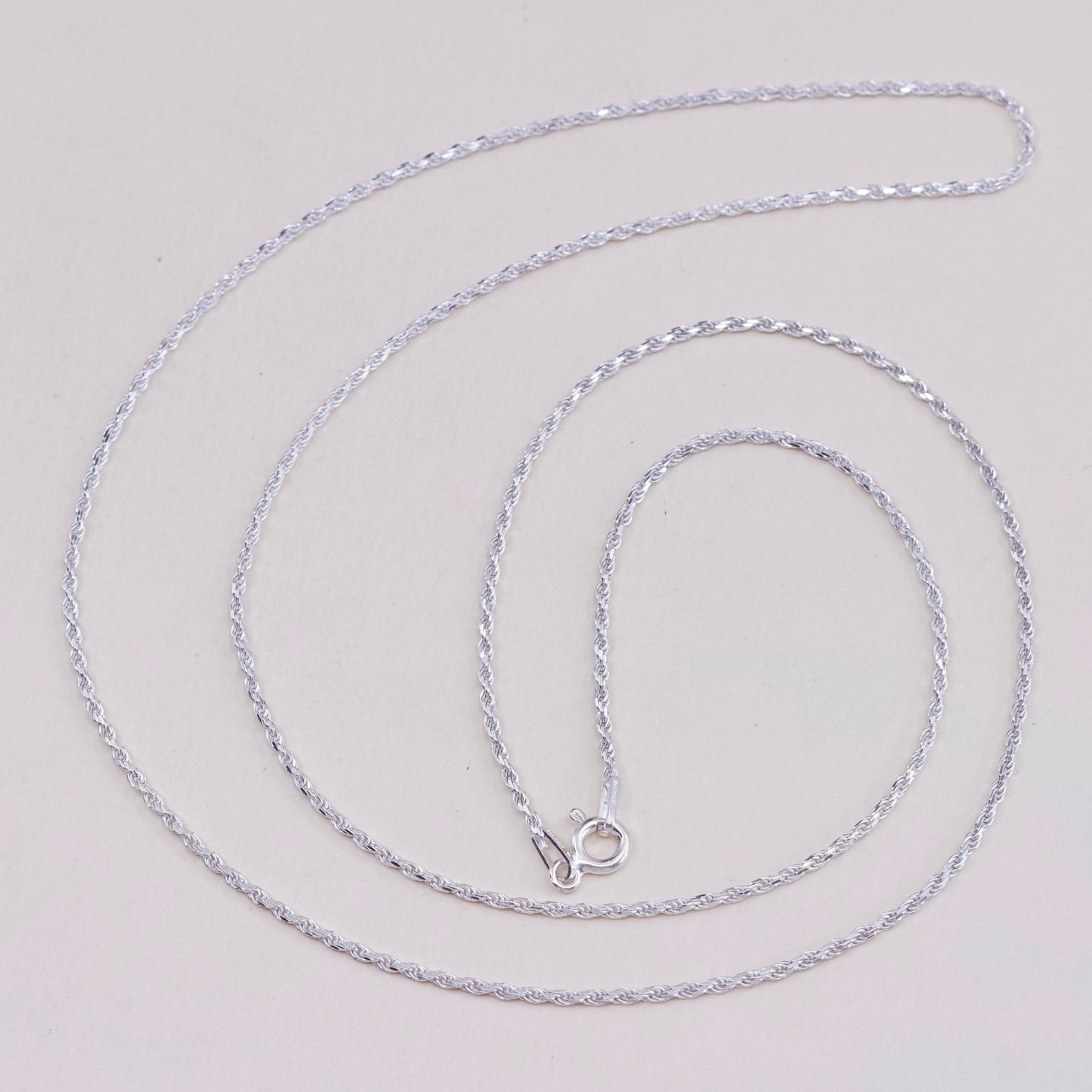 24”, Vintage KA 1772 italy sterling silver rope chain, Italian 925 necklace