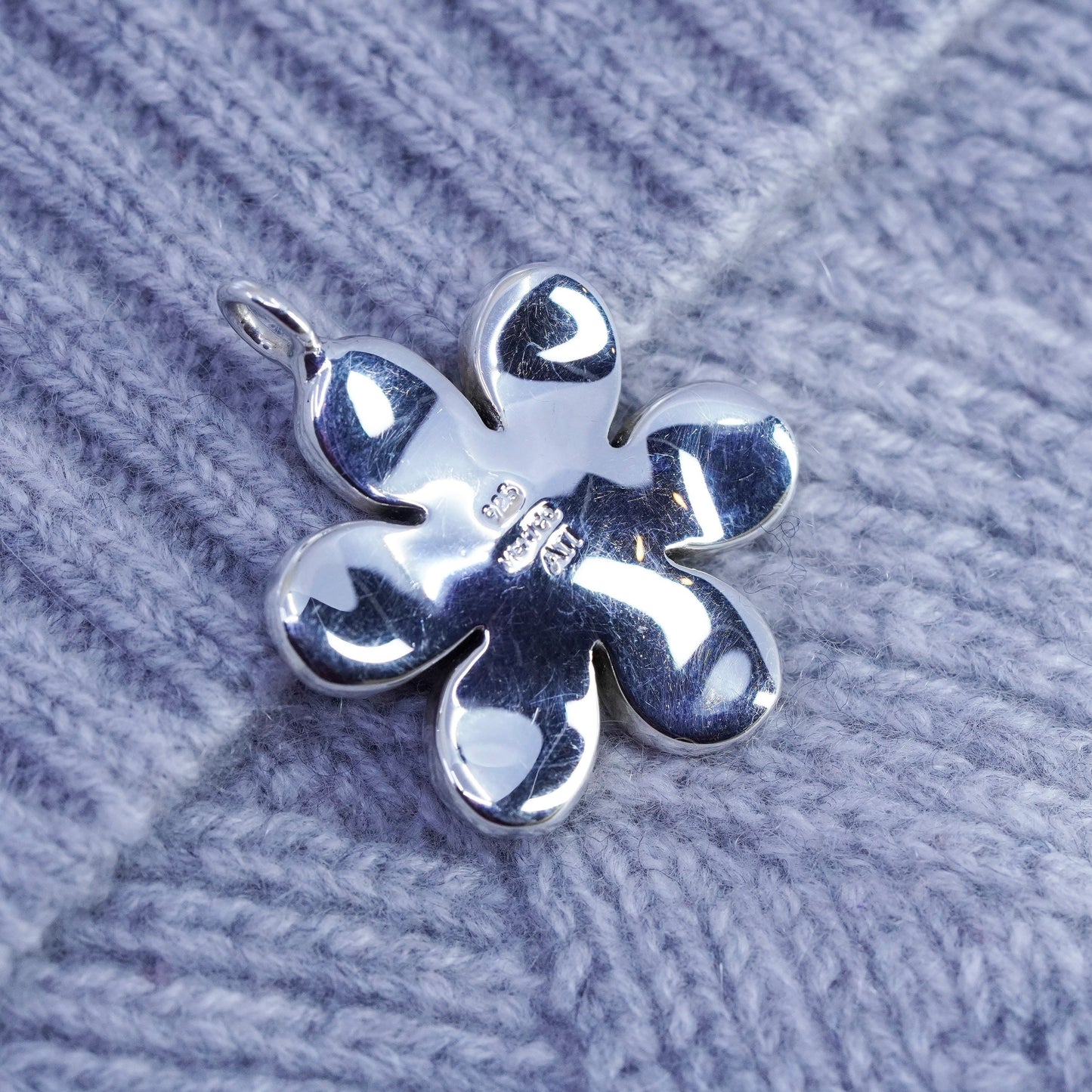 Vintage Mexico sterling 925 silver handmade sunflower flower pendant