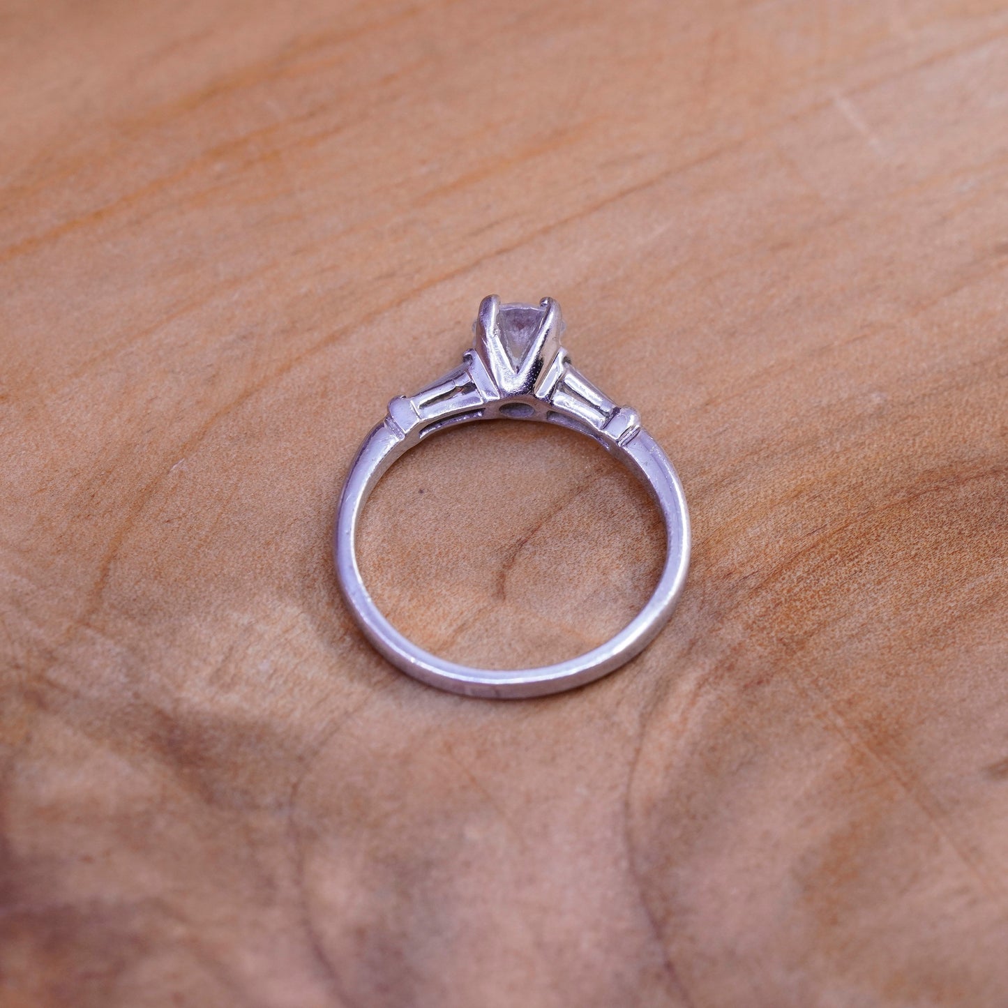 Size 6, vintage Sterling silver handmade ring, 925 engagement band with cz
