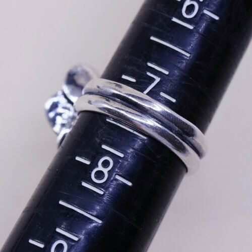 Size 7.25, Silpada Oxidized Sterling Silver Rose Bud Flower Band Ring R2207