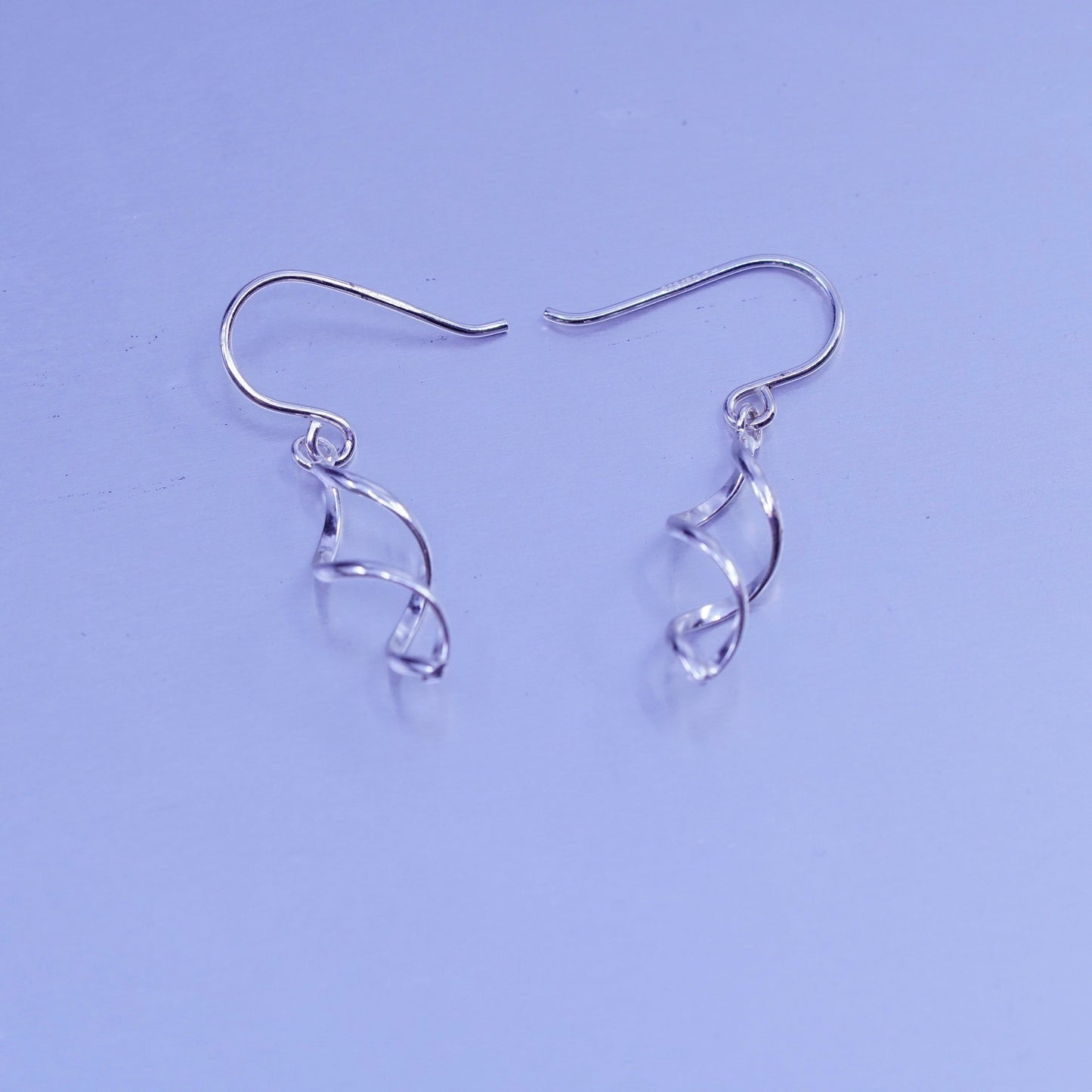 Vintage Sterling 925 silver handmade twisted earrings drops