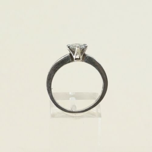 Sz 7.5, Vtg Sterling Silver Ring, 925 Silver Engagement Ring W/ Crystal