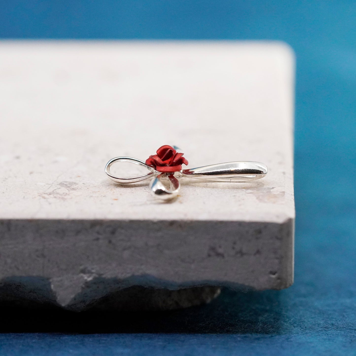 Vintage Sterling silver handmade pendant, 925 rose cross