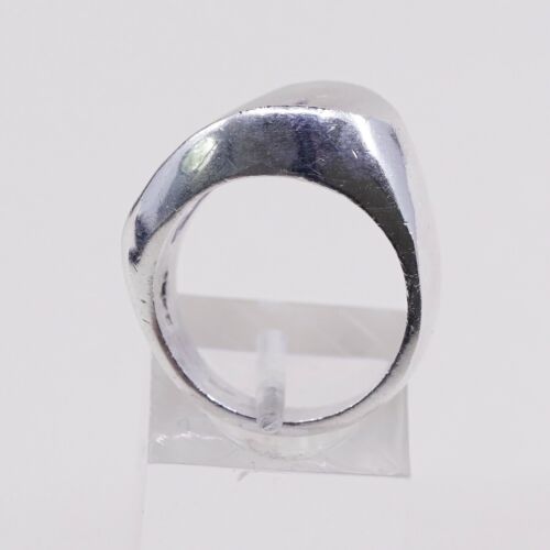 Sz 7, Vtg Sterling Silver Handmade Ribbed Ring Mexico 925 Silver warrior Band
