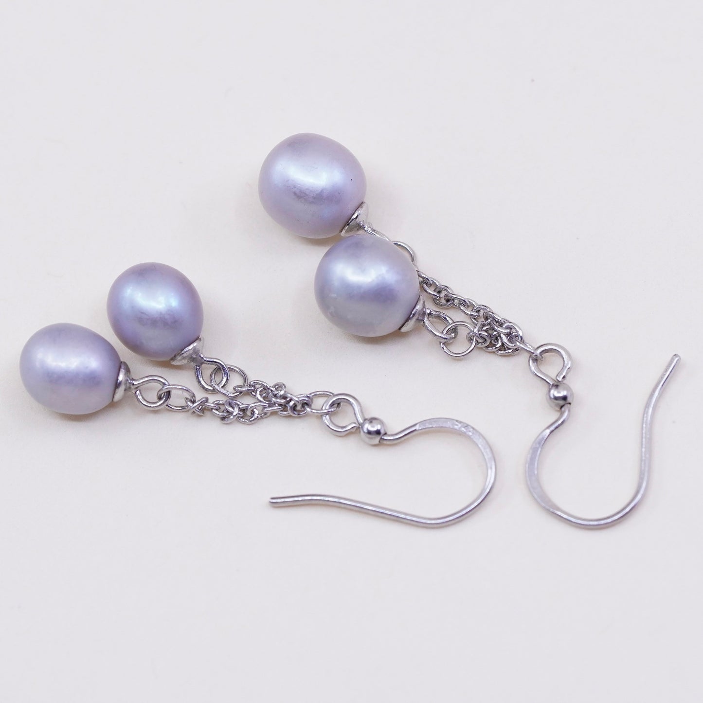 Vintage sterling 925 silver handmade earrings with pearl dangles