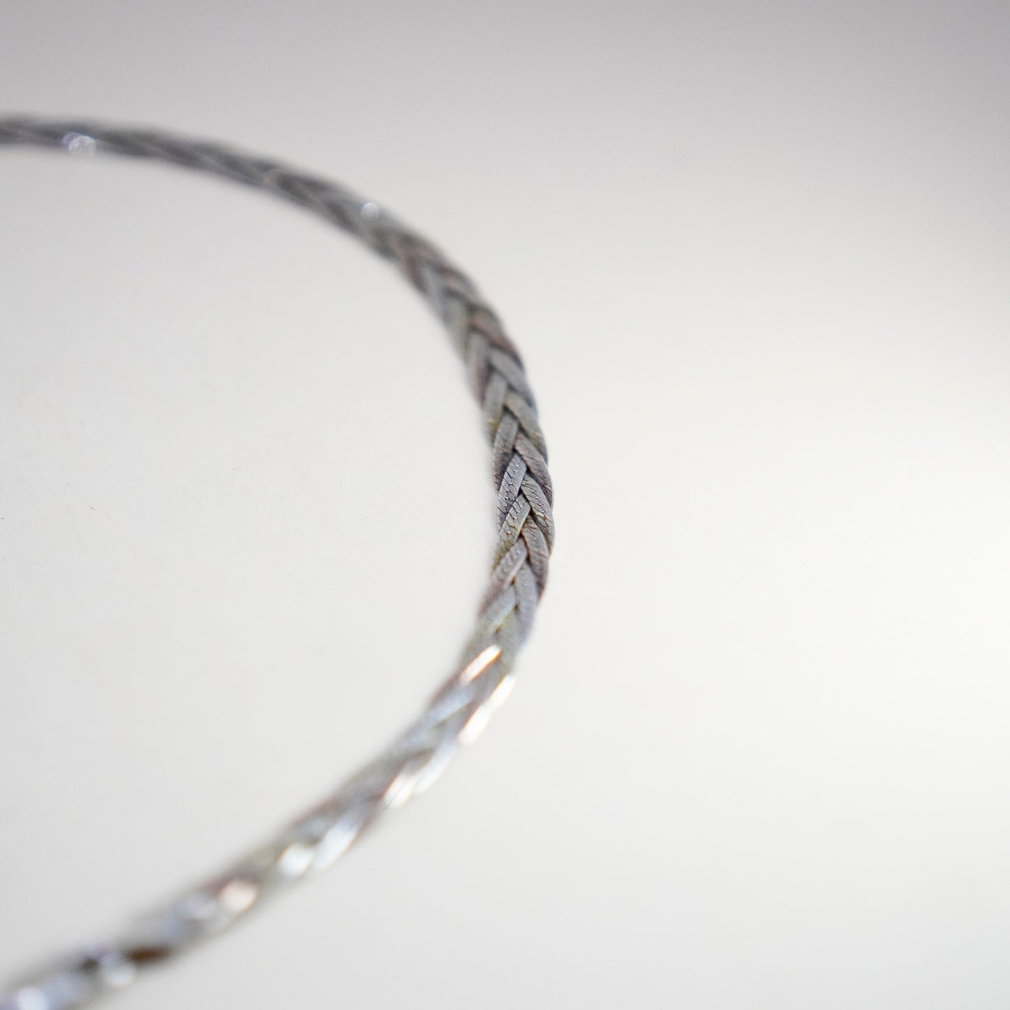 18" Italy triple tone Strands 925 Sterling Silver Braided Herringbone necklace