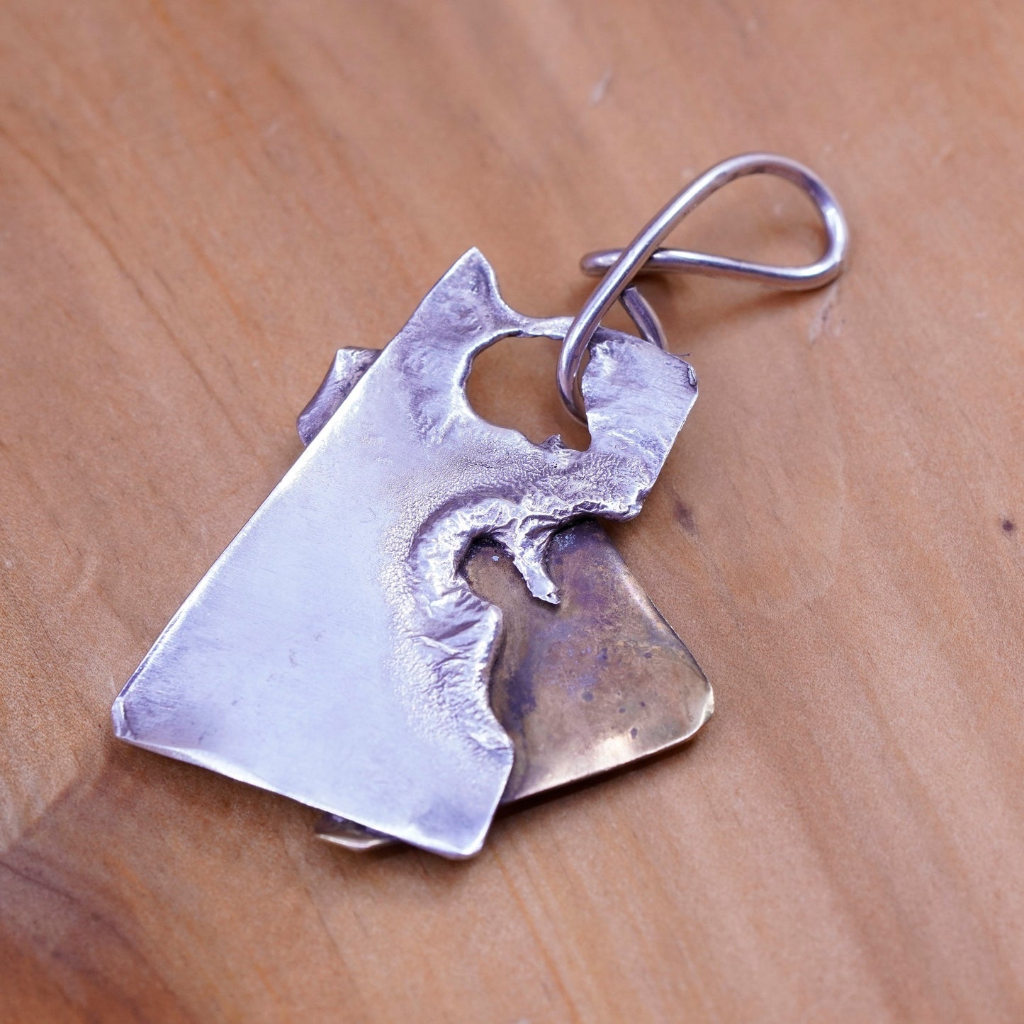Vintage Sterling silver handmade pendant, 925 freeform pendant