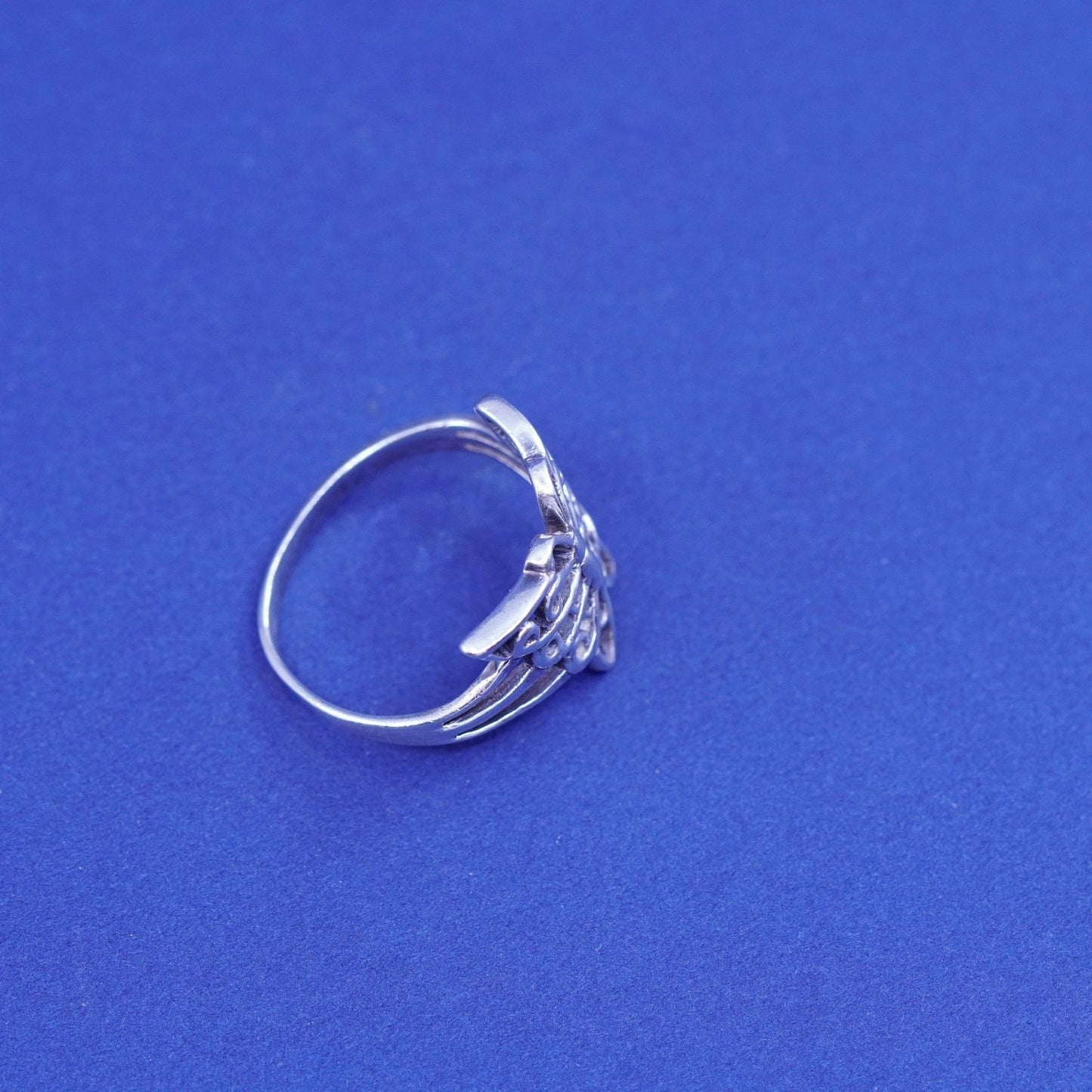 Size 7, vintage Sterling silver handmade ring, 925 filigree butterfly ring