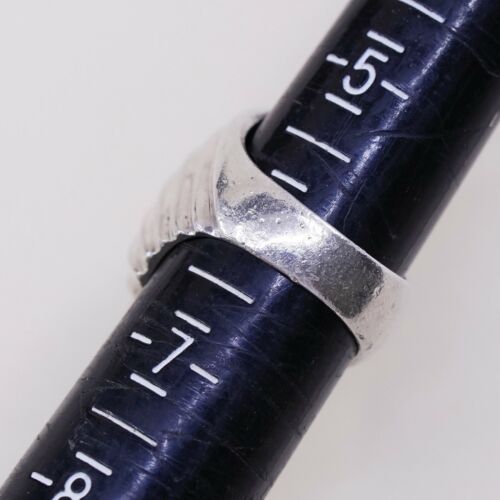 Size 6, Vtg Mexico Sterling 925 Silver Handmade Ribbed Ring warrior Band