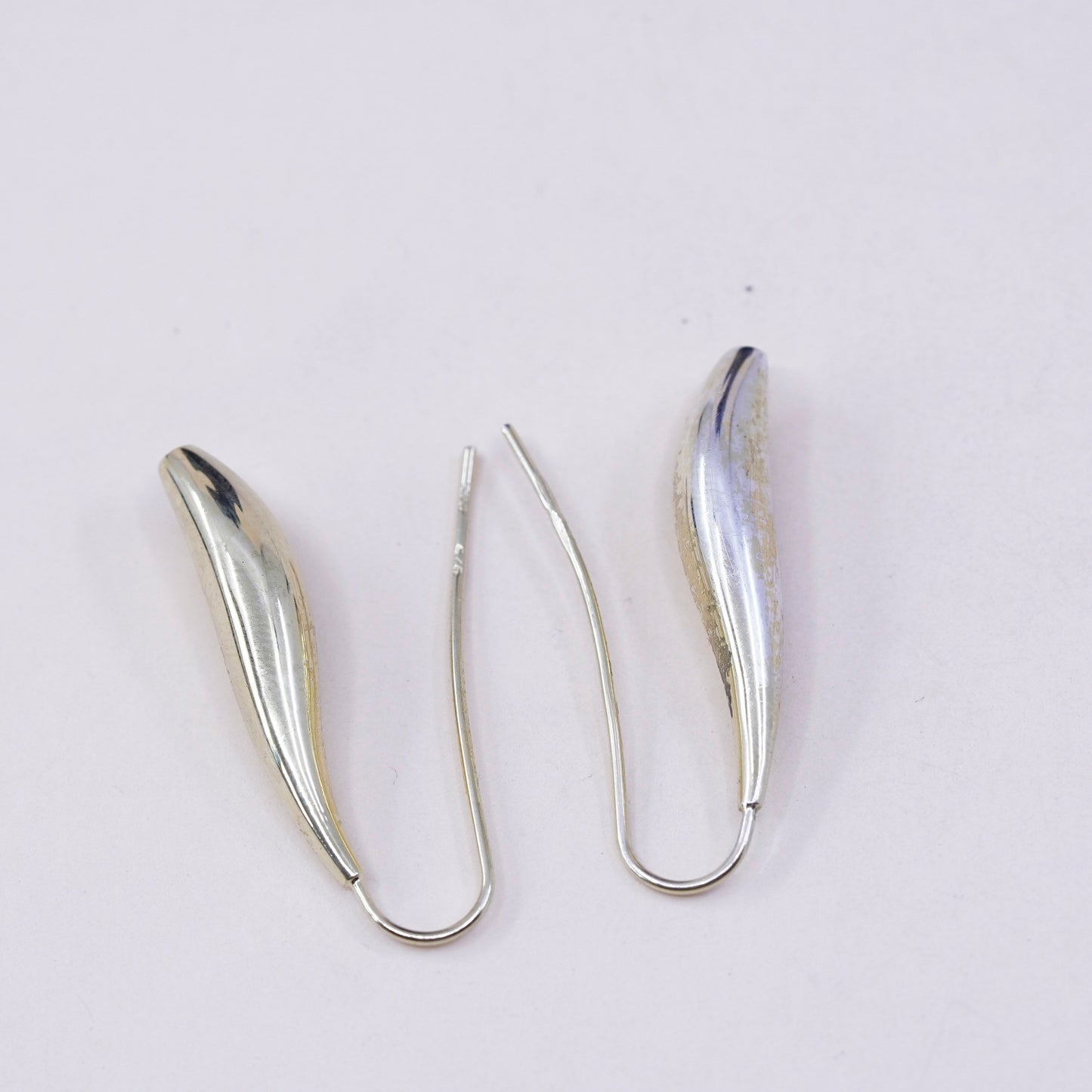 Vintage vermeil gold over sterling silver earrings, 925 teardrop dangles, stamped 925