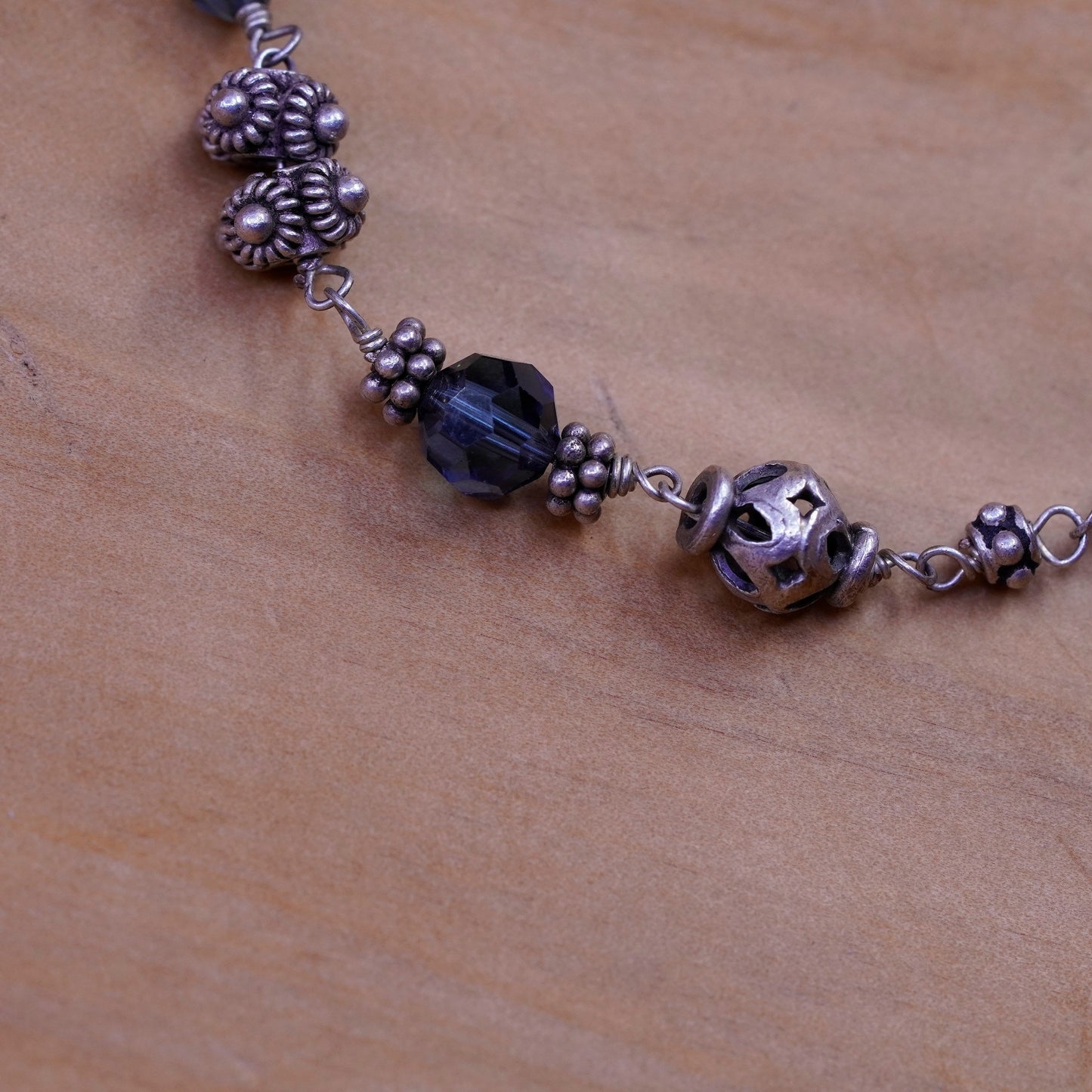 6.75”, vintage handmade crystal beads bracelet