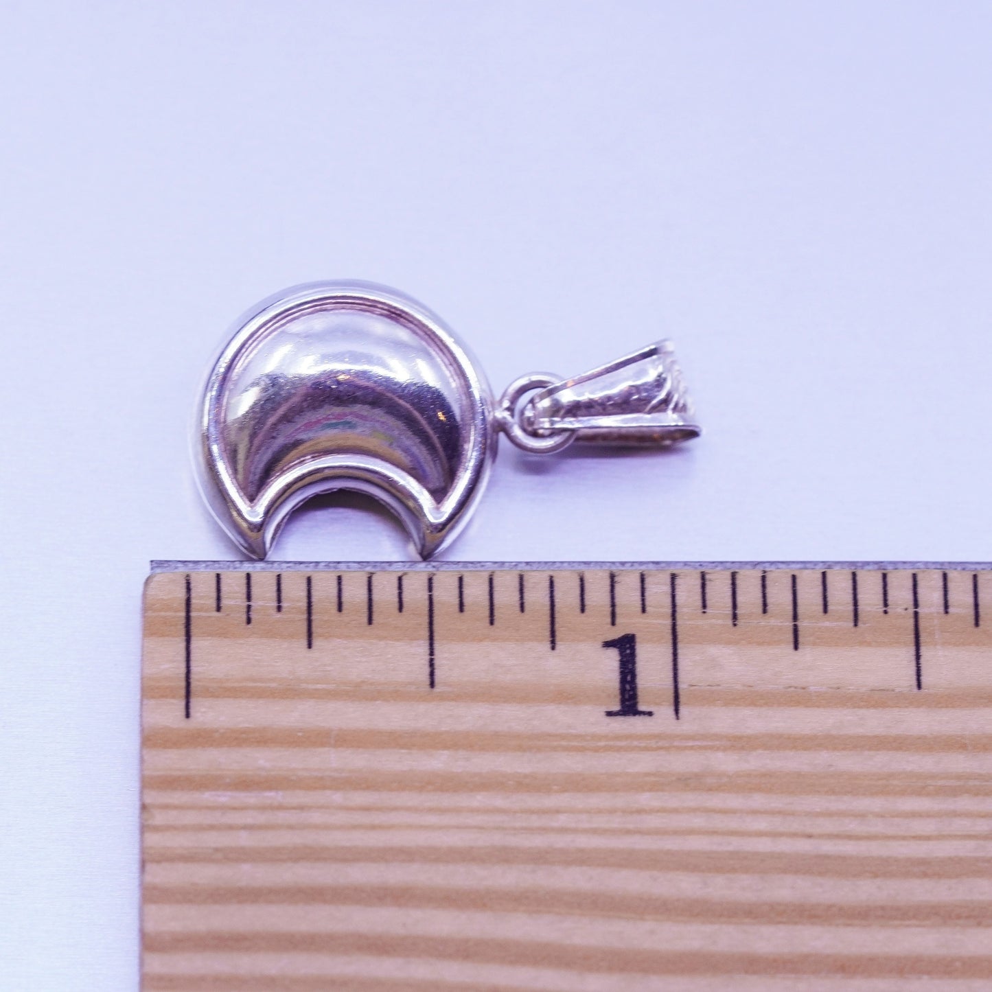 Antique Sterling silver handmade puffy 925 moon charm pendant