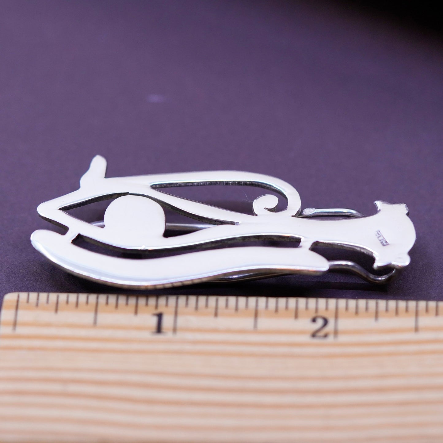 Vintage sterling silver tie clip, handmade 925 Eye of Horus