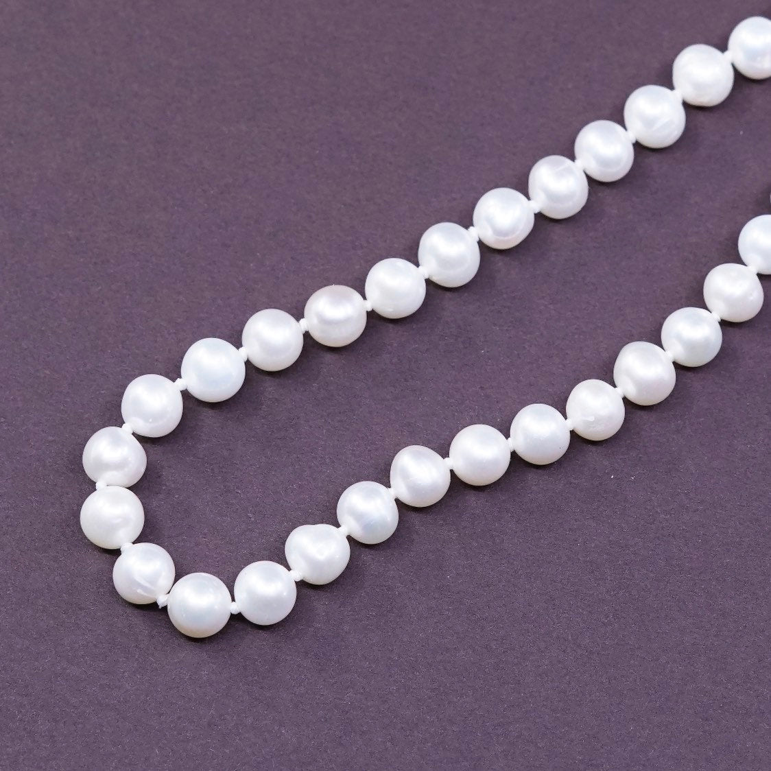 20", vtg Sterling silver handmade necklace, 925 clasp w/ freshwater pearl