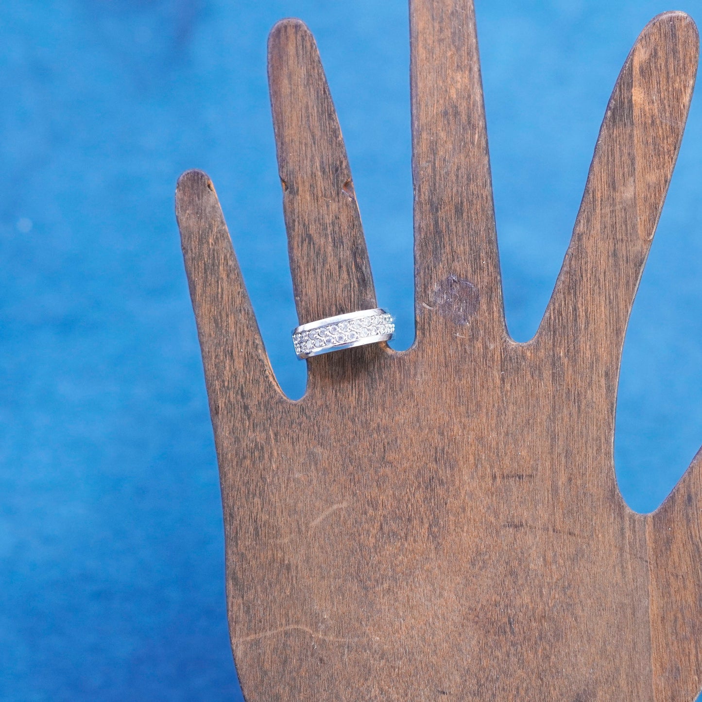 Size 5, vintage Sterling silver ring, 925 band with clear cz