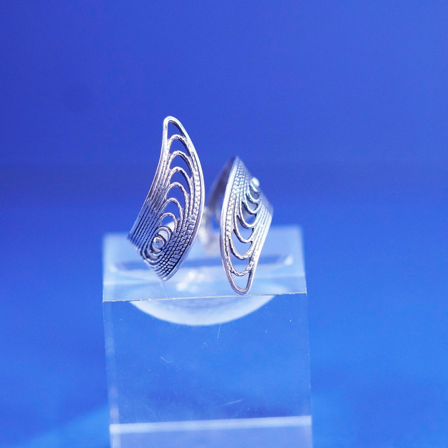 Size adjustable, vintage Sterling silver handmade ring, 925 filigree band