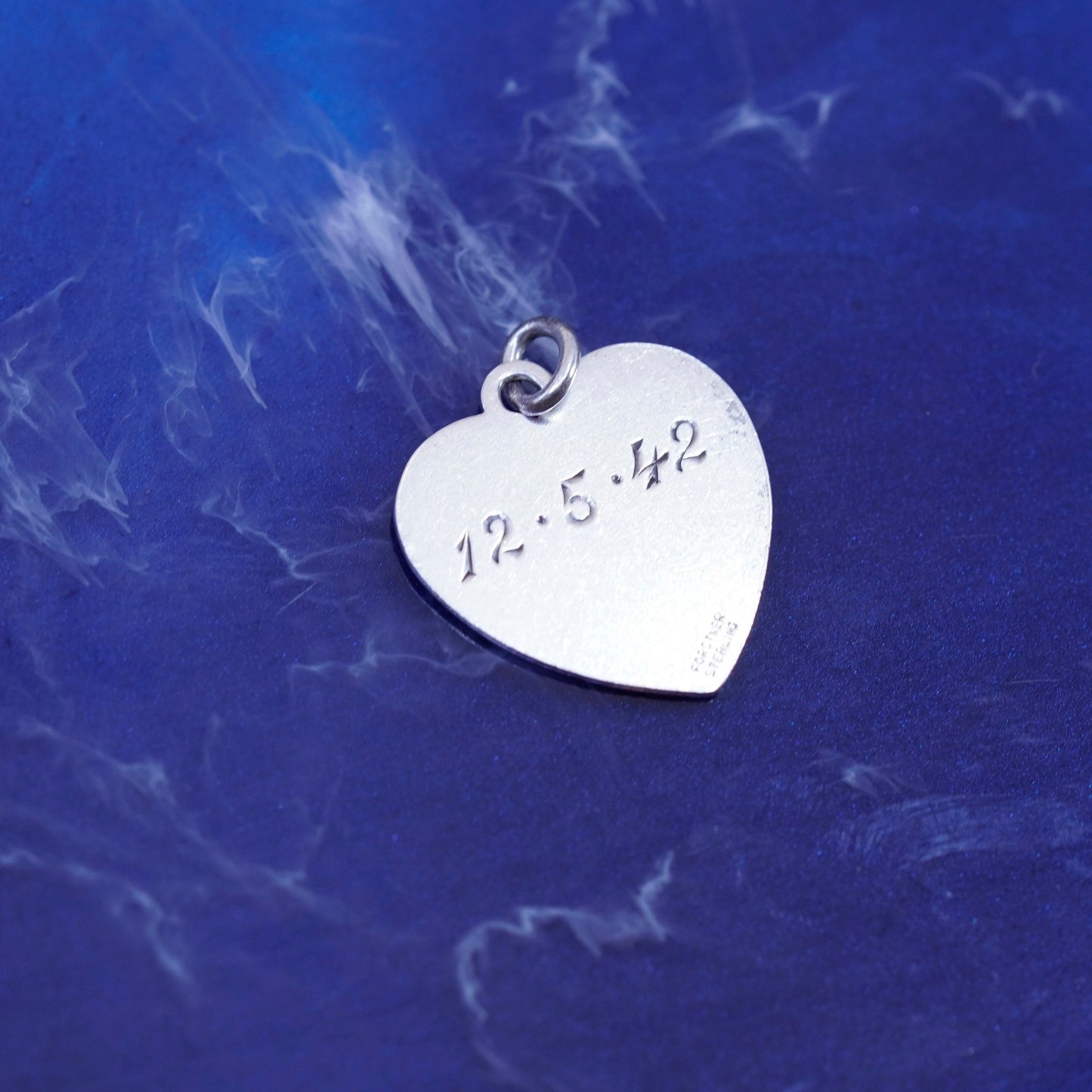 vtg forstner sterling silver handmade pendant, 925 heart charm embossed “Gan”