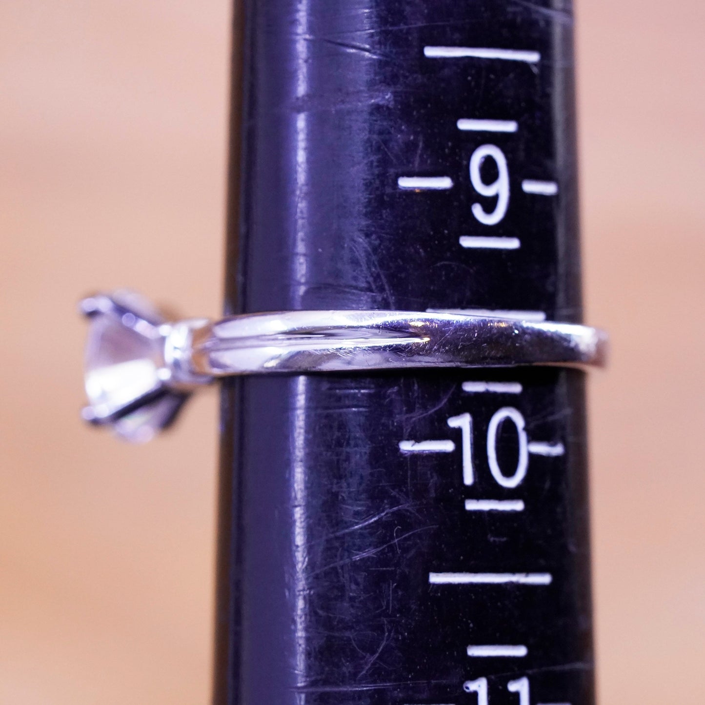 Size 9.5, vintage Sterling 925 silver anniversary engagement ring with cz