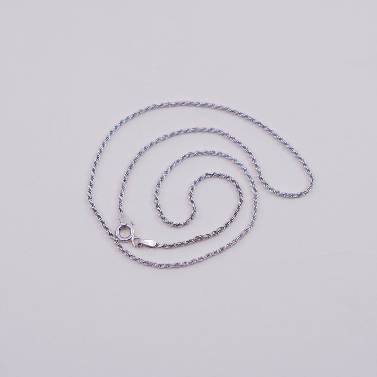 24”, 1.6mm, vintage Sterling silver necklace, 925 diamond rope chain