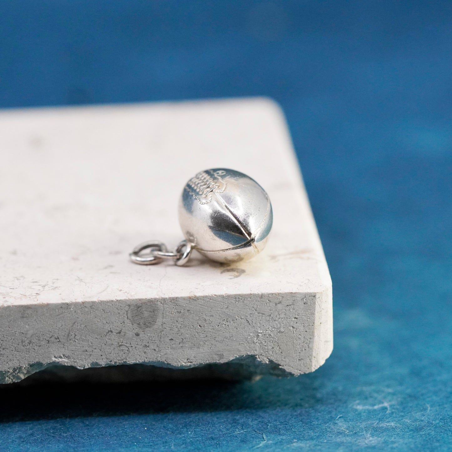 Vintage Sterling silver handmade pendant, 925 football ball