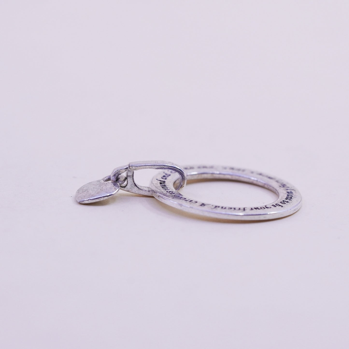 Sterling silver inspirational quote pendant, 925 circle with “a circle is round