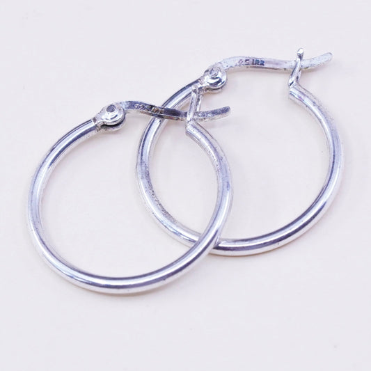 0.75”, vtg sterling 925 silver loop earrings, minimalist primitive hoops