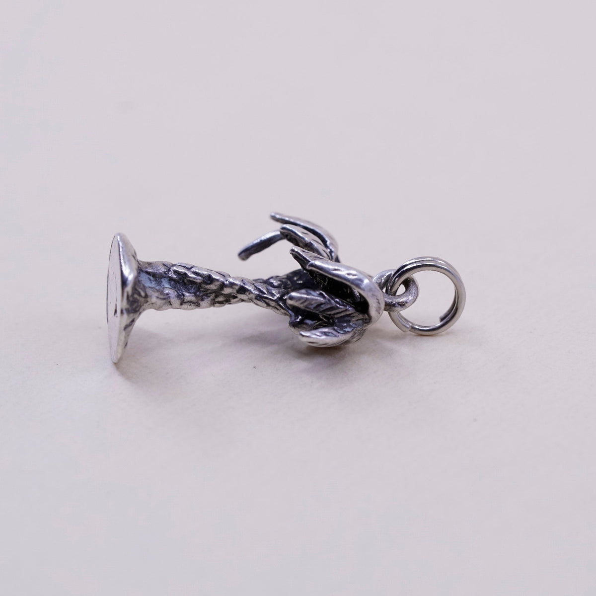 Vintage sterling silver handmade pendant, 925 silver charm palm tree