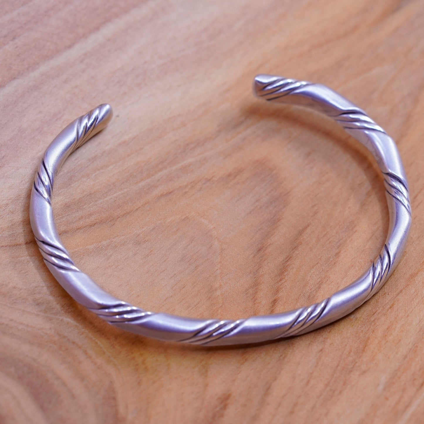 6”, Vintage Sterling silver handmade bracelet, 925 braided woven cable cuff