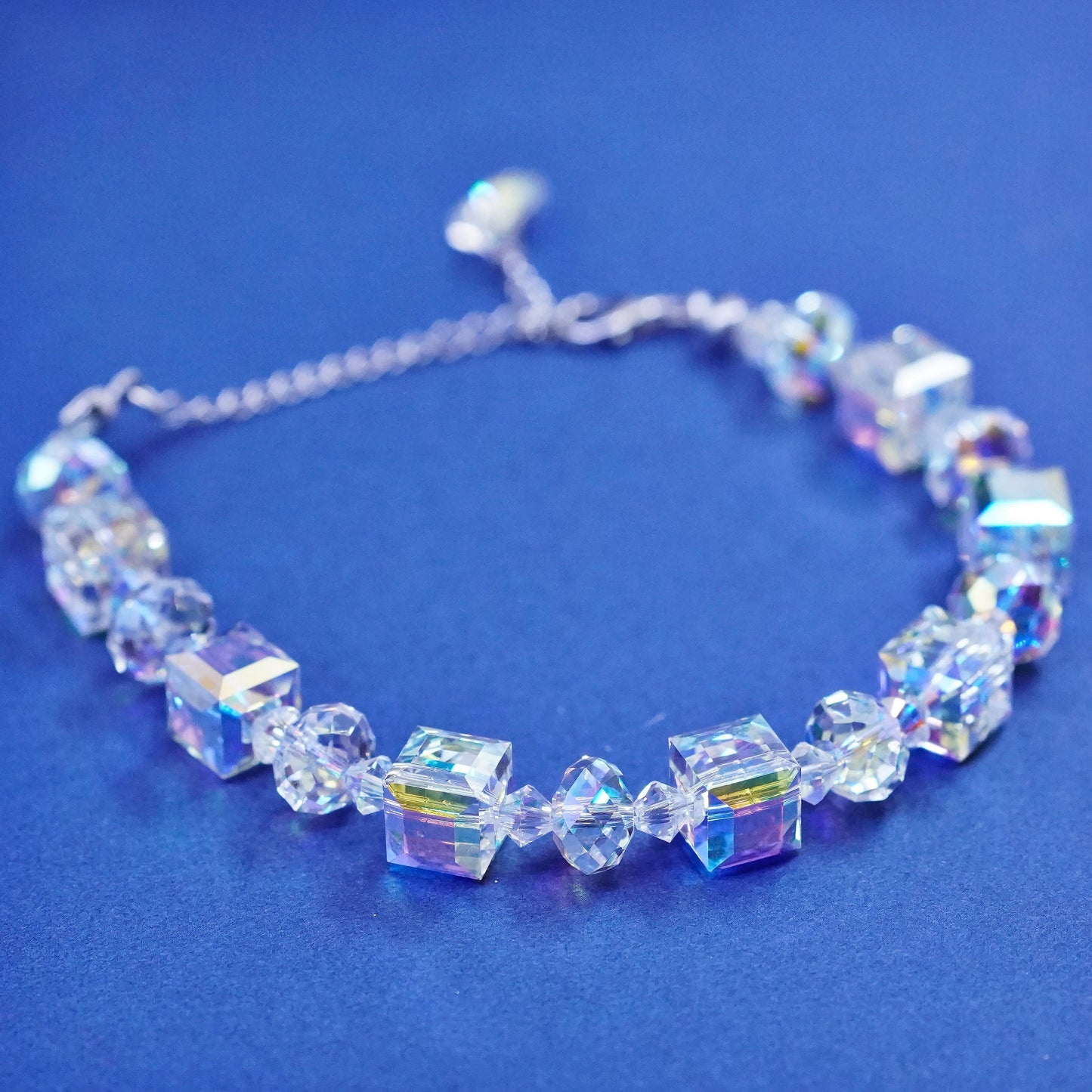 7+2”, Gorgeous Sterling 925 silver handmade with Swarovski crystal beads