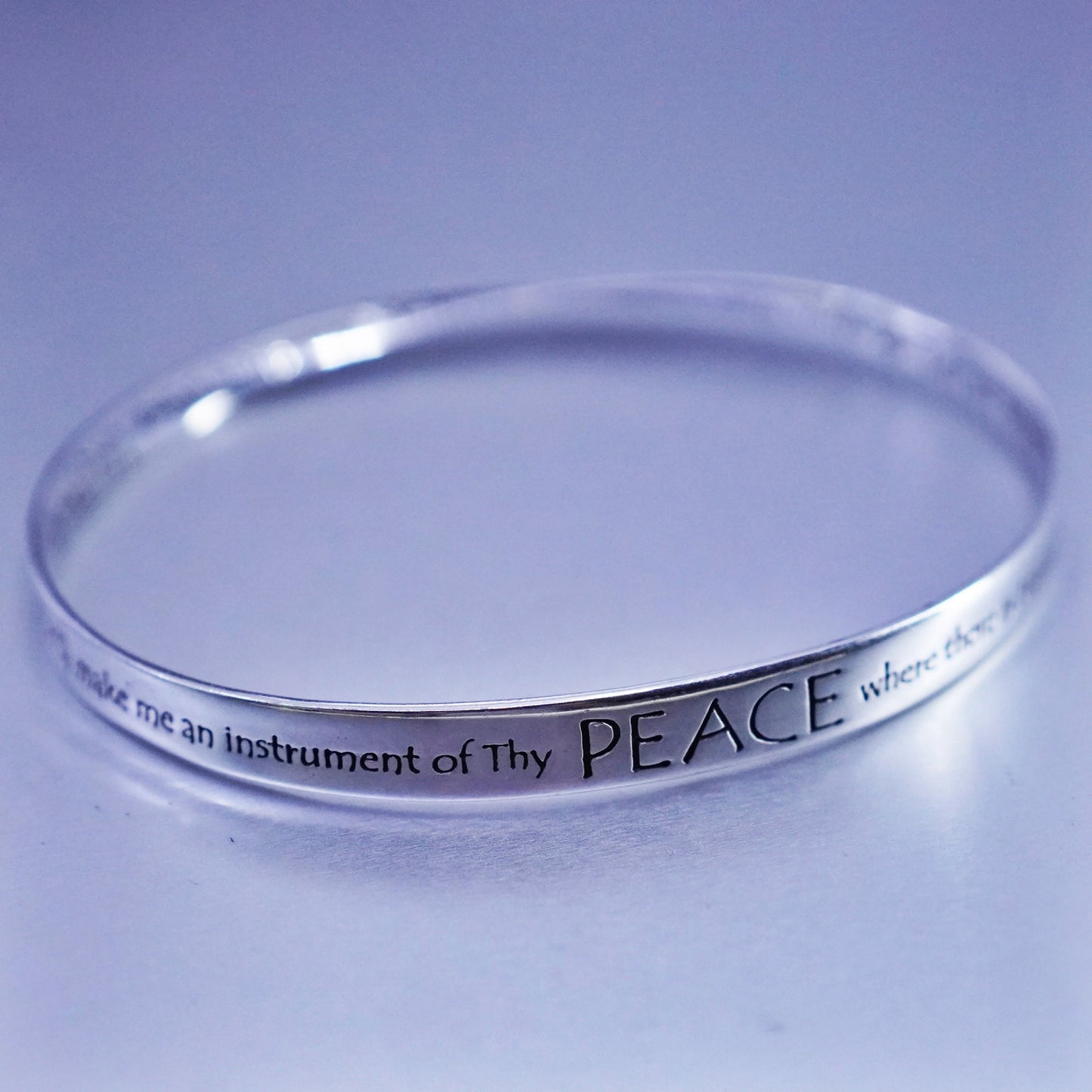 8”, DVB Sterling 925 silver bracelet, bible quote infinity loop bangle “Lord