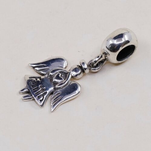 Vintage Sterling 925 Silver Handmade Angel With Wings And Embossed “faith”