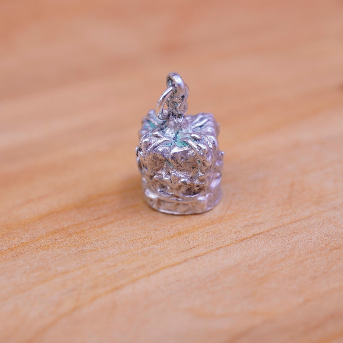 Vintage Sterling silver handmade pendant, 925 crown charm