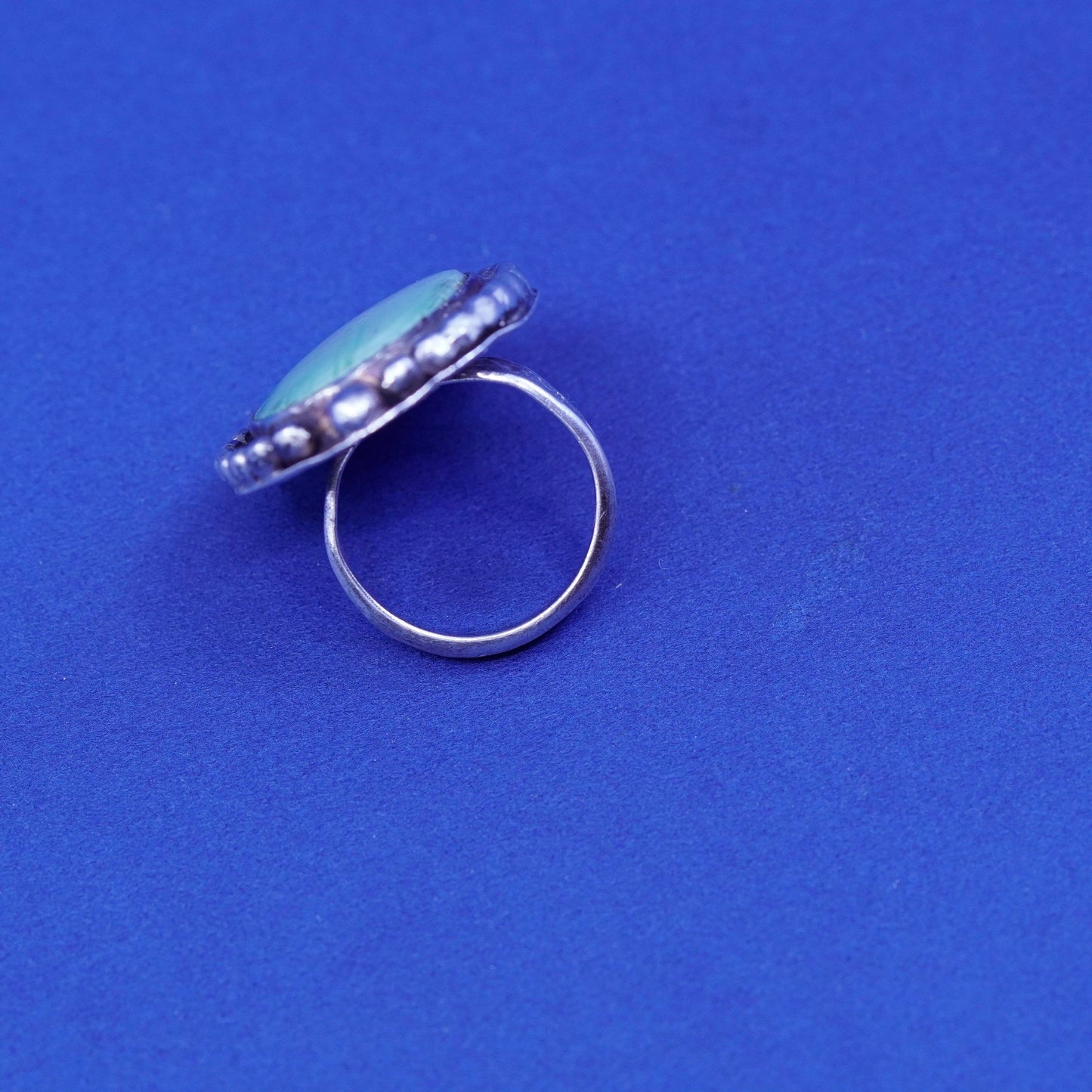 Size 5.5, vintage Sterling 925 silver handmade ring with turquoise, Silver tested