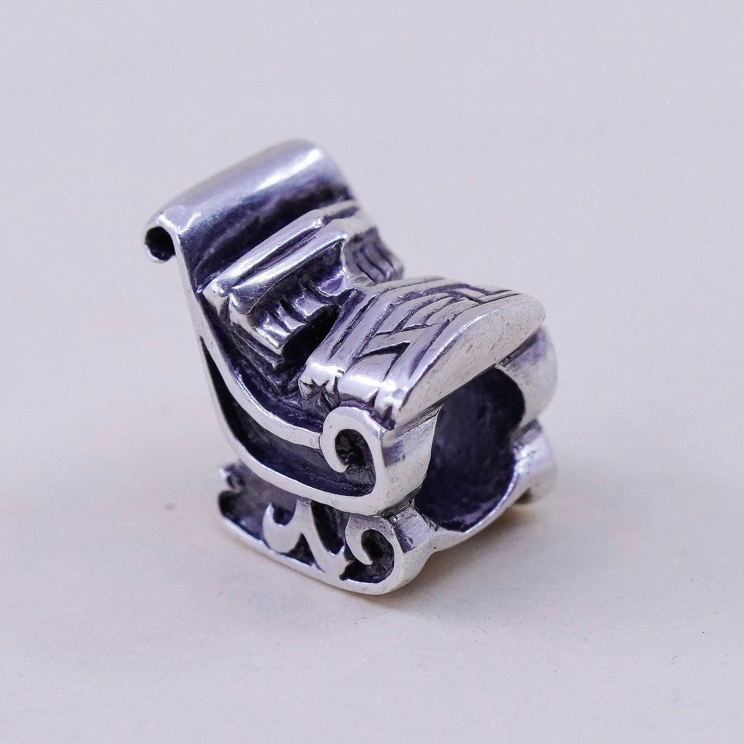 Vintage sterling silver handmade sled pendant, 925 charm
