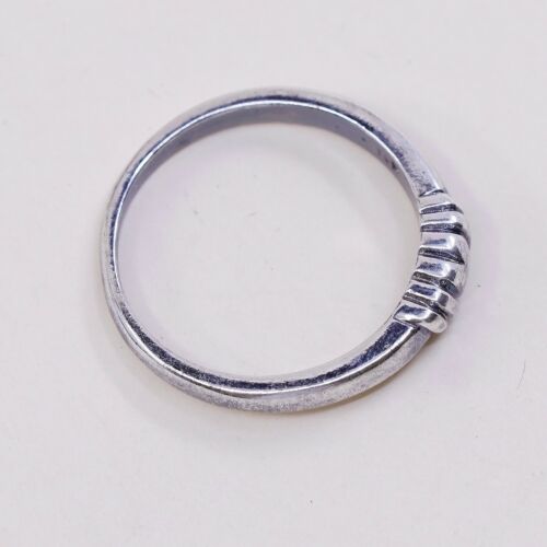 Sz 5.75, Vtg Mexico Sterling Silver Handmade Ring, 925 Silver Band W/ Heart