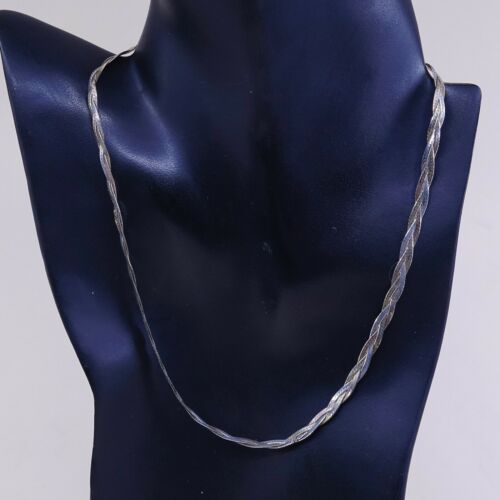 17” 5mm Italy 3 Strands Vermeil 925 Sterling Silver Braided Herringbone necklace